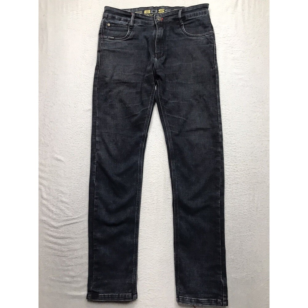 Y2K HUGO BOSS Double Weave Jeans Men 32 (30x30 fit)  Black Stretch ITALY Denim